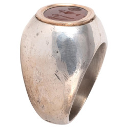 Silver And Gold Bishop Ring With Carnelian Intaglio