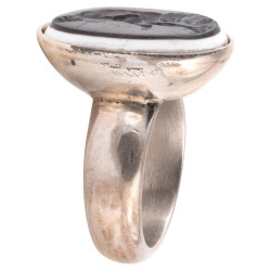 Late 19th Century Silver and Two Colour Vitreous Hercules Intaglio Ring