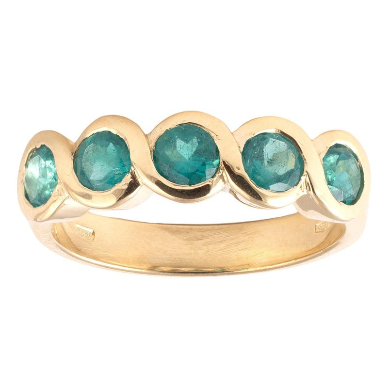 Mid-20th Century Five Stone Colombian Emerald Ring