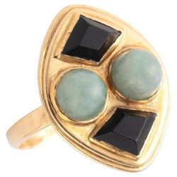 An Art Déco 18kt Gold Onyx And Jade Set By RENE FOY
