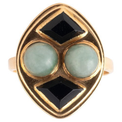 An Art Déco 18kt Gold Onyx And Jade Set By RENE FOY