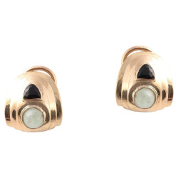 An Art Déco 18kt Gold Onyx And Jade Set By RENE FOY