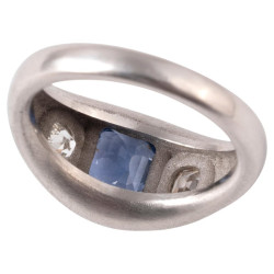 2ct Sapphire And Diamond Platinum Three Stone Ring