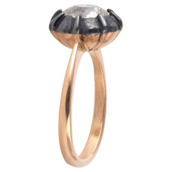 Setting Gold And Silver Single 3ct Old Cut Diamond Stone Ring