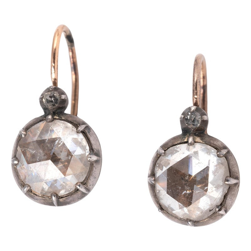 Antique Georgian Era Rose Cut Diamond Earrings 1790's