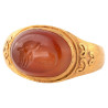 Roman Gold Ring with Carnelian Intaglio of a Gryllos Sileno and Eagle