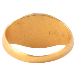 Roman Gold Ring with Carnelian Intaglio of a Gryllos Sileno and Eagle