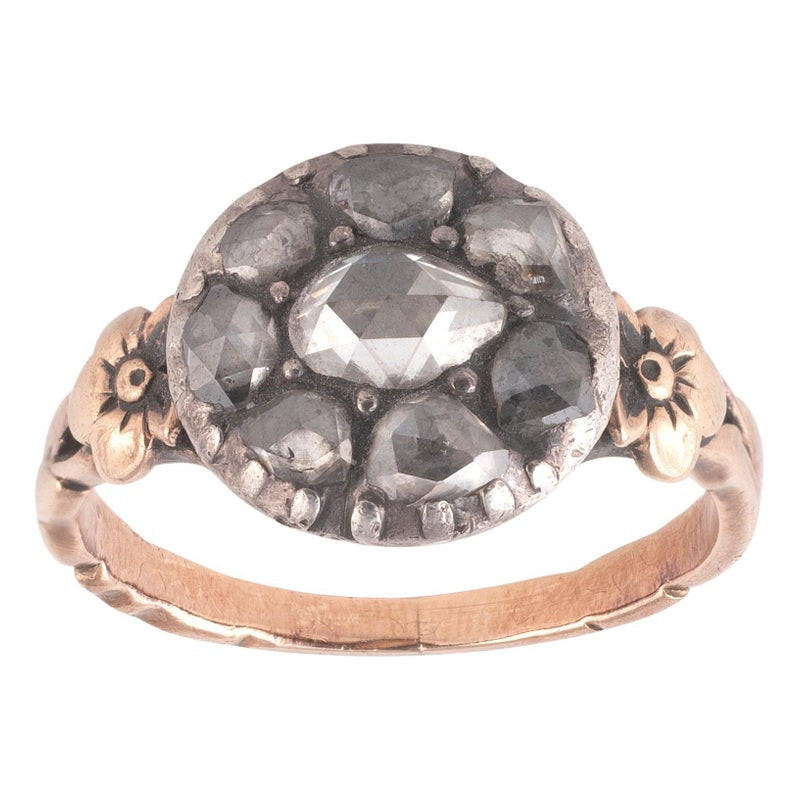 Georgian Rose Cut Diamond Cluster Ring c1820