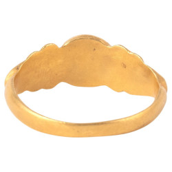 Ancient Roman Gold Banded Agate Intaglio Ring Of A Sea Hare And Shell