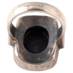 Blackened Silver Gold Amethyst Ring Depicting Musical Instrument 1st Century