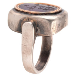 Blackened Silver Gold Amethyst Ring Depicting Musical Instrument 1st Century