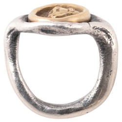 Antique 19th Century Blackened Silver and Gold Medusa Cameo Ring