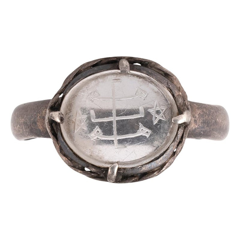 18th Century Jewish Rock Crystal Intaglio Ring
