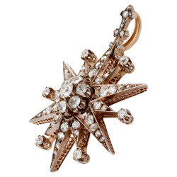 Late 19th Century Silver Gold And Old Cut Diamond Star Pendant
