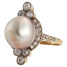 A Natural Pearl Diamond And 18K Yellow Gold Ring Circa 1910