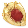 Antique Carnelian Intaglio Family Crest Seal Brooch, 19th Century