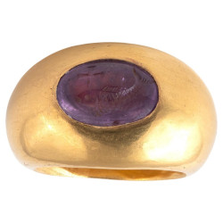 Paleo Christian 22kt Gold Ring With An Amethyst Intaglio 4th Century AD