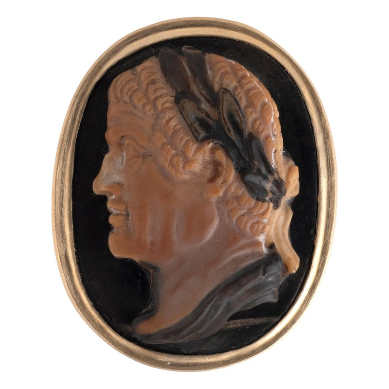 Large Hardstone Cameo of Roman Emperor Men's Ring Late 18th Century