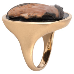 Large Hardstone Cameo of Roman Emperor Men's Ring Late 18th Century