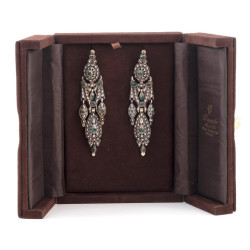 18th Century Antique Iberian Emerald Chandelier Earrings