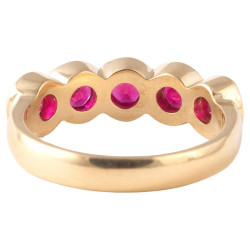 Mid-20th Century Five Stone Burma Ruby Ring