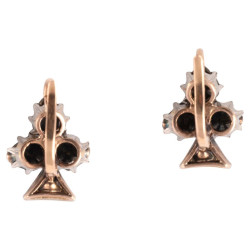Antique Pair Of Rose Cut Diamond Trefoil Earrings