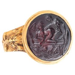 Erotic Garnet Intaglio Ring Late 17th Century