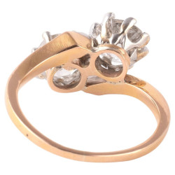 Early 20th Century 2.4ct Old Cut Diamond Crossover Ring, 18K Gold
