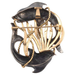 18kt Yellow Gold And Blackened Silver Zodiac Brooch/Pendant