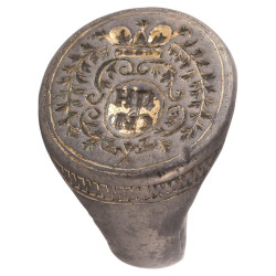 Neoclassical Silver & Gilt Russian Oval Shape Signet Ring 1780’s