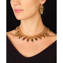 Etruscan Revival 18k Gold Necklace and Earrings Set, Italy Circa 1860