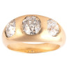 Antique Old Cut Diamond Three Stone Gold Ring Italian c.1900