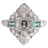 Art Deco Platinum Diamond and Emerald Ring, Circa 1920, Italy