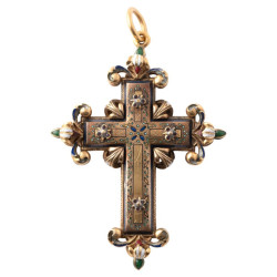 Renaissance Enamel Emerald & Gold Cross Pendant Late 16th Century