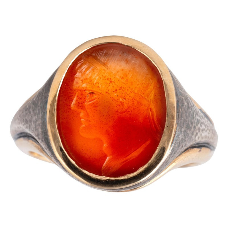 Blackened Silver & Gold Carnelian Ring depicting Julius Caesar 18th century