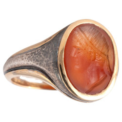 Blackened Silver & Gold Carnelian Ring depicting Julius Caesar 18th century