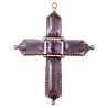 Late 19th Century French 18k Gold Amethyst Pearl Cross Pendant
