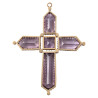 Late 19th Century French 18k Gold Amethyst Pearl Cross Pendant