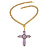 Late 19th Century French 18k Gold Amethyst Pearl Cross Pendant