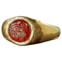 Roman Gold Ring with Garnet Intaglio of an Eagle's Head 1st century A.D.