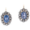 Italian late 19th century 7,4 ct Ceylon Sapphire and Diamonds earring