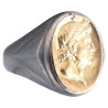 Blackened Silver Gold Roman Emperor Gaius Julius Caesar Cameo Men’s Ring