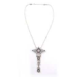 Art Déco Frosted Rock Crystal Diamond and Emerald Brooch-Pendant by Garrard & Co 1925's