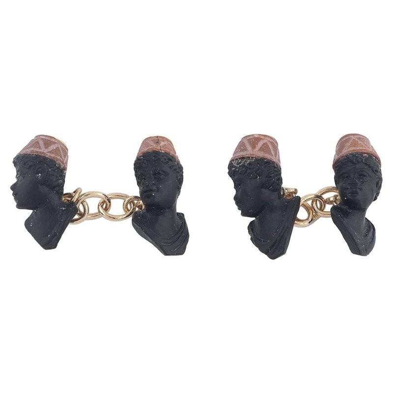 Blackamoor Lava and Gold Cufflinks