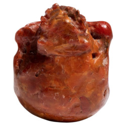 Antique Silver and Coral Skull Pendant Necklace, Italy Circa 1780s