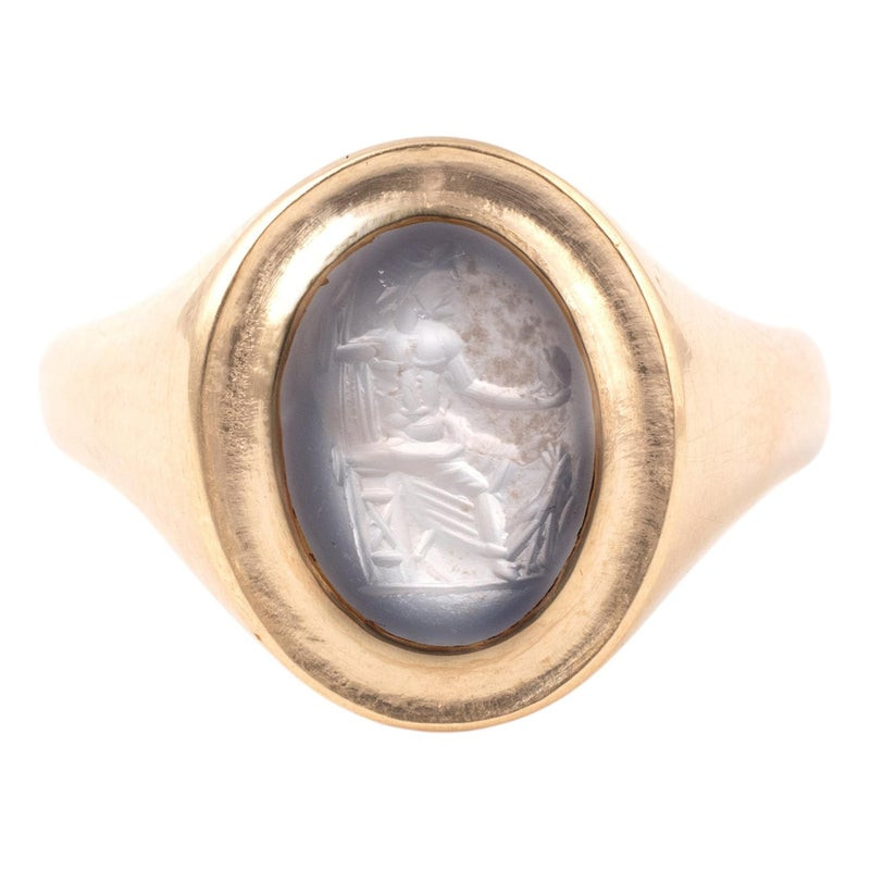 Rock Crystal Roman Intaglio Ring of Jupiter 2nd-3rd Century A.D.