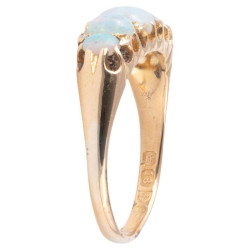 Victorian 18ct Yellow Gold Five Stone Opal Ring, Late 19th Century