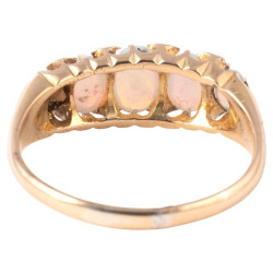 Victorian 18ct Yellow Gold Five Stone Opal Ring, Late 19th Century