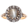 Victorian 18k Yellow Gold Cat's Eye Chrysoberyl Diamond Ring, 1890s