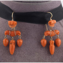 Antique Corallium Rubrum Necklace and Earrings, circa 1860